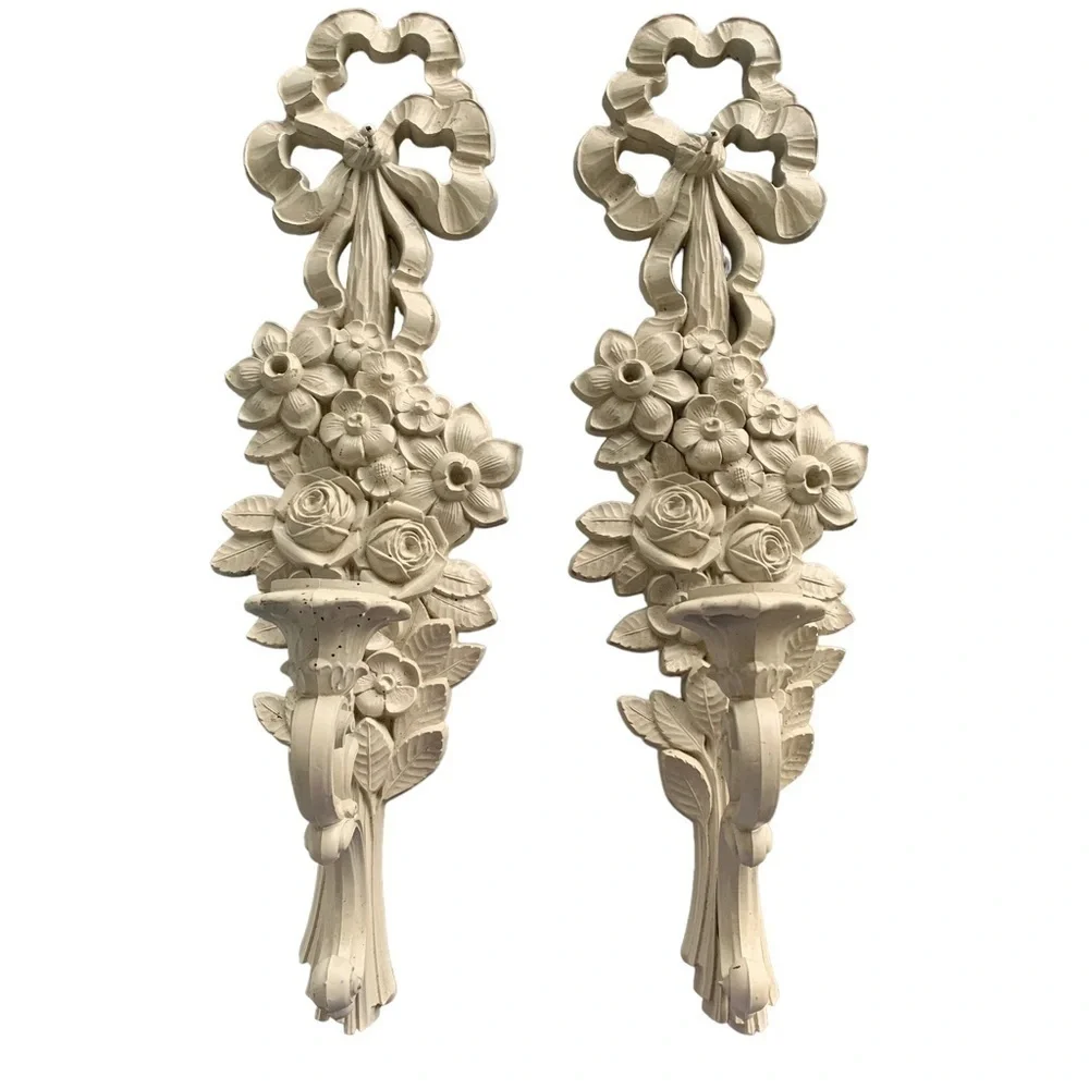 Vintage Candle Sconce Holder 1969 Candleholder Syroco 4089 Flower Basket